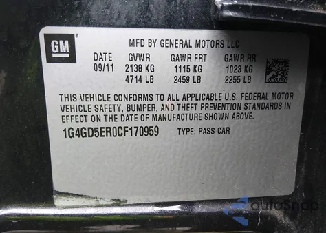 2012 Buick Lacrosse Premium 1 Group z USA, uszkodzony, nr VIN 1G4GD5ER0CF170959